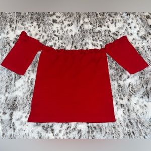 red strapless crop top size s/m
